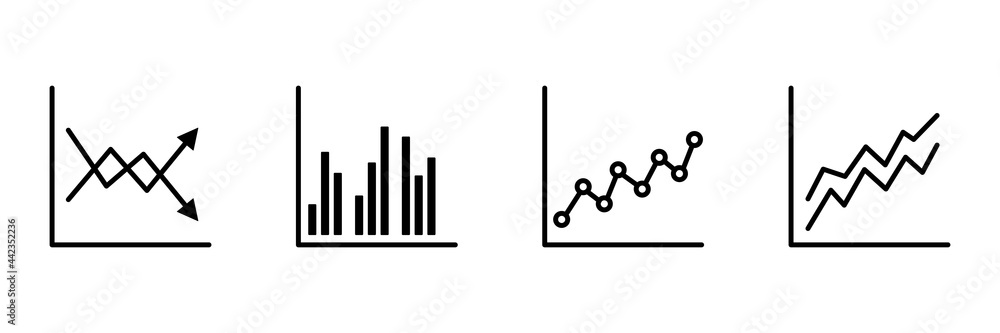 Poster graphics charts black icons set. statistics infographic information elements. big data concept. busi
