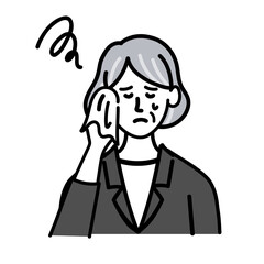 女性　シニア　スーツ　ベクター　ポップ　困っている　冷や汗
