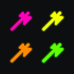 Obraz premium Axe four color glowing neon vector icon