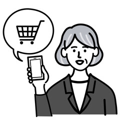 女性　シニア　スーツ　ベクター　ポップ　ネットショッピング
