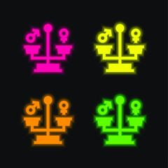 Balance four color glowing neon vector icon