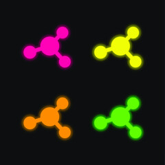 Atom four color glowing neon vector icon