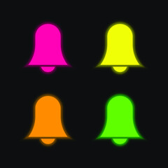 Bell four color glowing neon vector icon