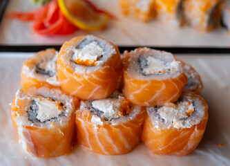 Close-up of fresh rolls. Tasty food