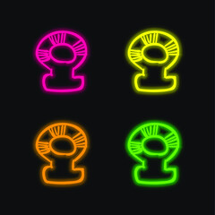 Baby Rattle Hand Drawn Tool four color glowing neon vector icon