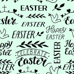  Seamless Pattern happy Easter with dove