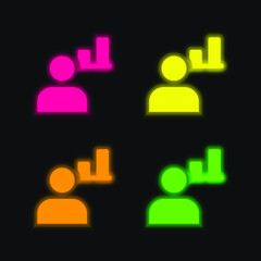 Admin four color glowing neon vector icon