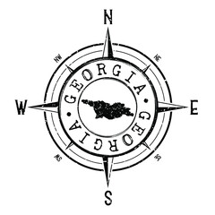 Georgia Stamp Map Compass Adventure. Illustration Travel Country Symbol. Seal Expedition Wind Rose Icon.