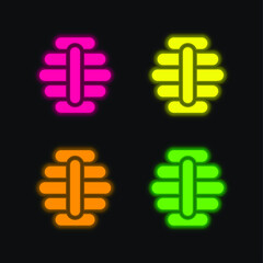 Beehive four color glowing neon vector icon