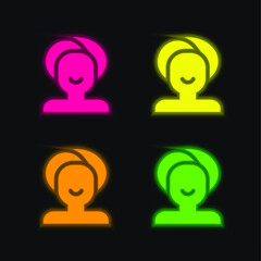 Beauty Salon four color glowing neon vector icon