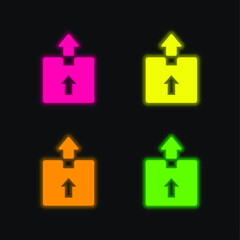 Box four color glowing neon vector icon