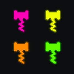 Bottle Opener four color glowing neon vector icon