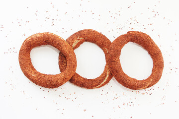 traditional turkish bagel simit with sesame seeds