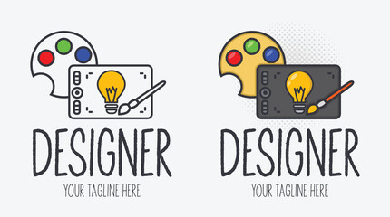 Vector modern design style logo template for graphic designer or artist. Vector graphic and digital drawing sign or symbol for creative studio. Stylish design element icon.