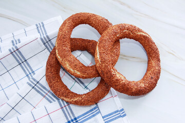 traditional turkish bagel simit with sesame seeds