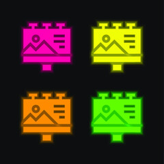 Obraz premium Billboard four color glowing neon vector icon