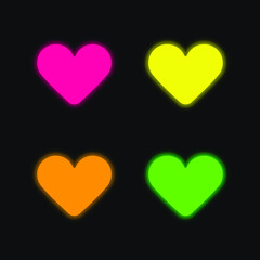 Black Heart four color glowing neon vector icon