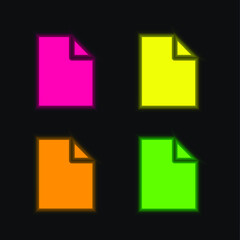 Blank Document four color glowing neon vector icon
