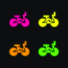 Bmx four color glowing neon vector icon