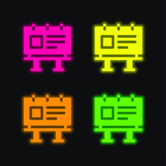 Billboard four color glowing neon vector icon