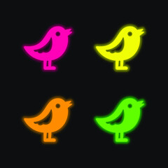 Bird four color glowing neon vector icon