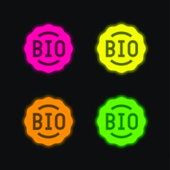 Bio four color glowing neon vector icon