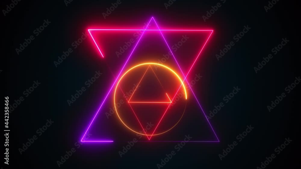 Aufkleber esoteric 3d render triangle with glowing lines and star david. occult bright geometric pentacle that