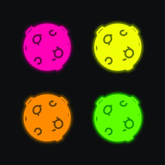 Fototapeta premium Black Ball With Circles four color glowing neon vector icon