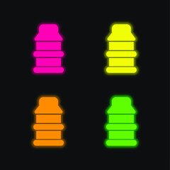 Baby Bottle Variant four color glowing neon vector icon