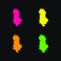 Albania four color glowing neon vector icon