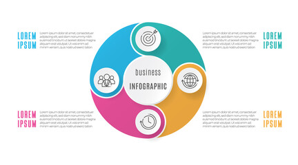 Circle diagram infographic template 4 options.