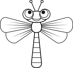 Cartoon dragonfly. Coloring page. Illustration for children. Cute and funny cartoon characters. Coloring book for small children.