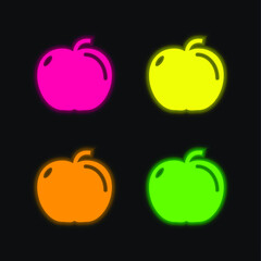 Apple four color glowing neon vector icon