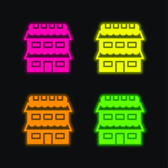 Appartment four color glowing neon vector icon