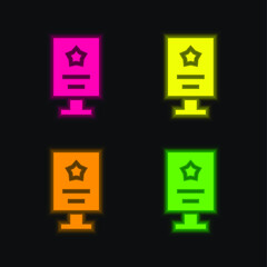 Advertisement four color glowing neon vector icon