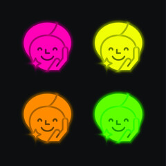Beauty Treatment four color glowing neon vector icon