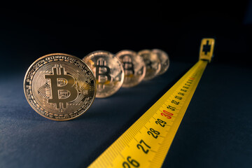 Concept for bitcoin crisis, price fluctuations, bitcoin price falling down to 30 thousands dollars....