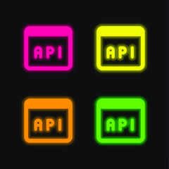 Application four color glowing neon vector icon