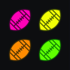American Football four color glowing neon vector icon