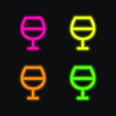 Bar four color glowing neon vector icon