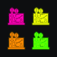 Advertising four color glowing neon vector icon