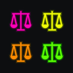 Balance four color glowing neon vector icon