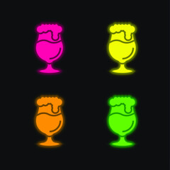 Beer four color glowing neon vector icon