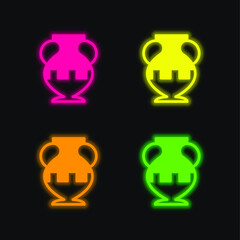 Ancient Jar Outline In A Museum four color glowing neon vector icon