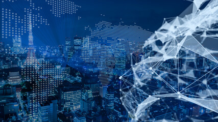 デジタル営業　在宅勤務　テレワーク　IoTによる大都市のデジタル化 背景画像のイメージ