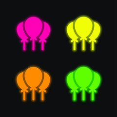 Balloon four color glowing neon vector icon