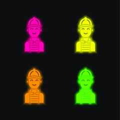 Boy four color glowing neon vector icon