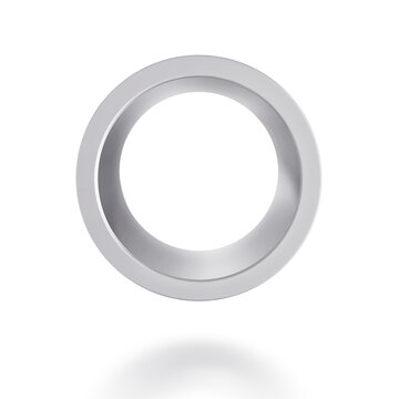 Silver color 3d ring isolated on white background. 3D render