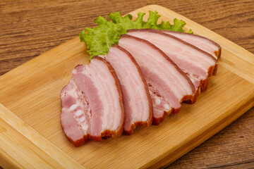 Tasty smoked pork brisket slice