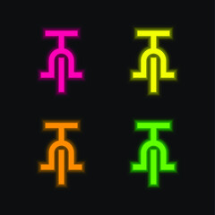 Bicycle four color glowing neon vector icon